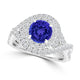 TMR121159 - Kennedy - Round Tanzanite and Diamond Ring Double Halo