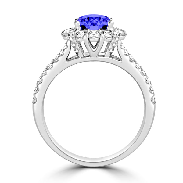 TMR121162 - Willow - Round Tanzanite and Diamond Ring Halo