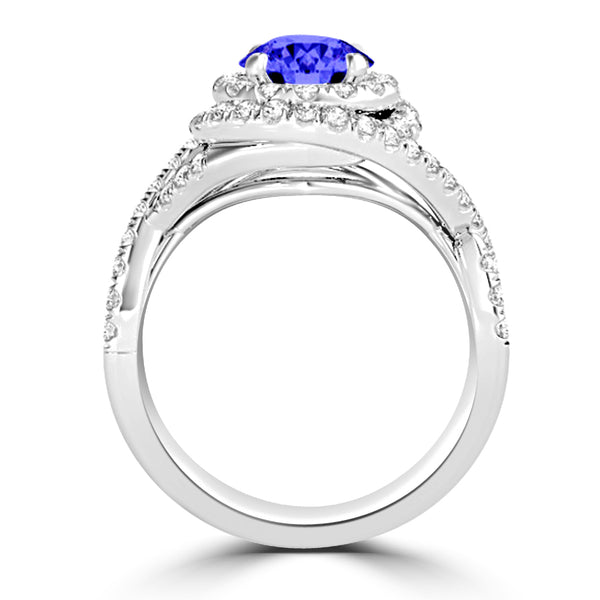 TMR121159 - Kennedy - Round Tanzanite and Diamond Ring Double Halo