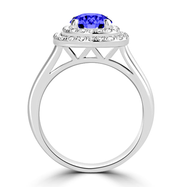 TMR121186 - Ivy - Round Tanzanite and Diamond Ring Double Halo