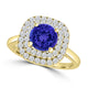 TMR121186 - Ivy - Round Tanzanite and Diamond Ring Double Halo