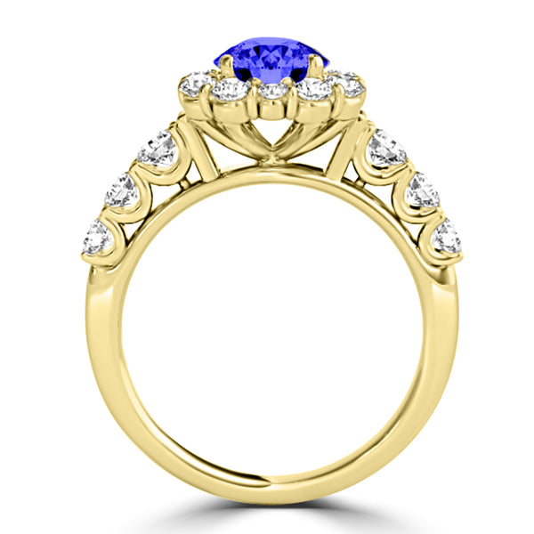 TMR121171 - Alice - Round Tanzanite and Diamond Ring Halo