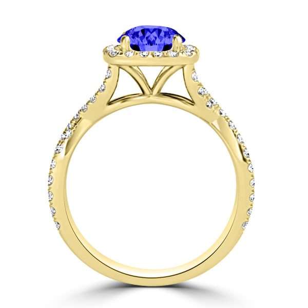 TMR121172 - Madelyn - Round Tanzanite and Diamond Ring Halo