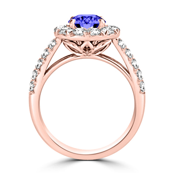 TMR121163 - Kinsley - Round Tanzanite and Diamond Ring Halo