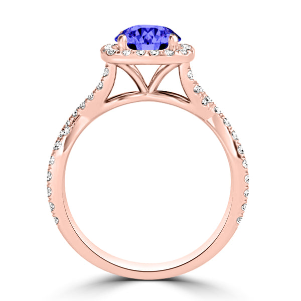 TMR121172 - Madelyn - Round Tanzanite and Diamond Ring Halo