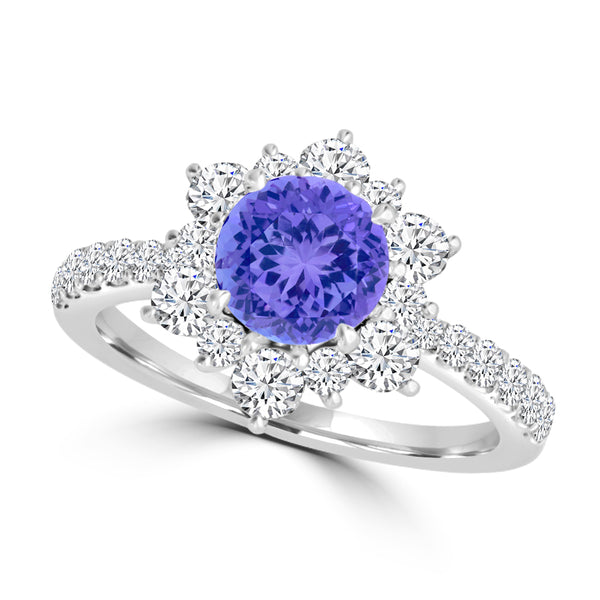 TMR121157 - Genesis - Round Tanzanite and Diamond Ring Halo