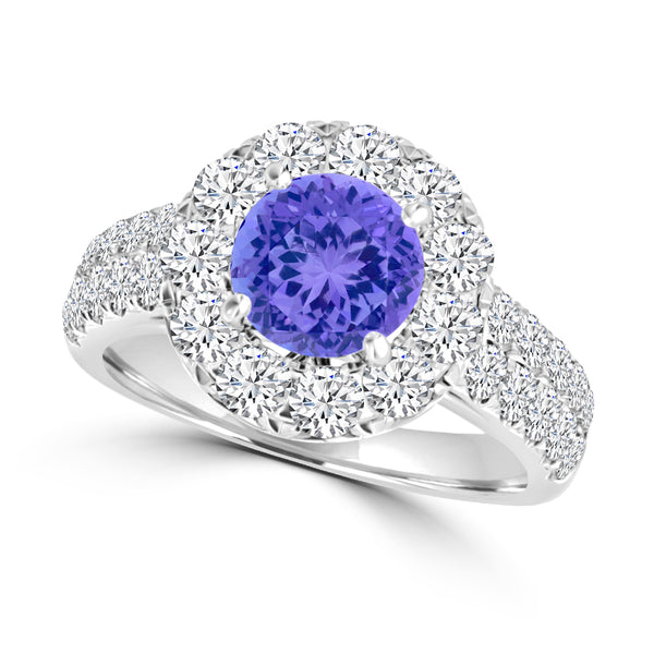 TMR121163 - Kinsley - Round Tanzanite and Diamond Ring Halo