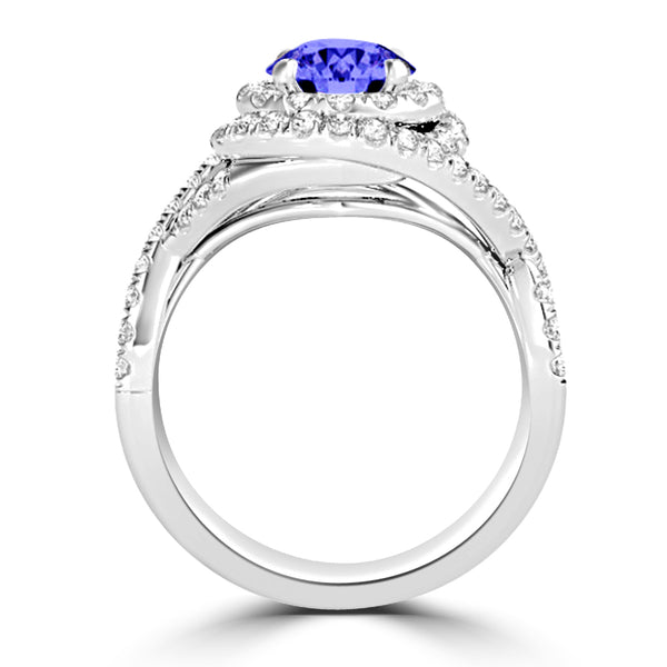 TMR121159 - Kennedy - Round Tanzanite and Diamond Ring Double Halo