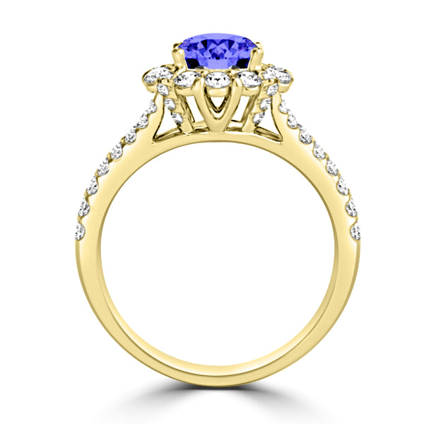 TMR121162 - Willow - Round Tanzanite and Diamond Ring Halo