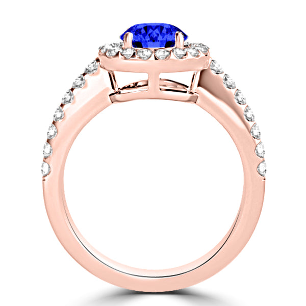 TMR121180 - Gianna - Round Tanzanite and Diamond Ring Halo