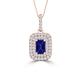 TMR121142 - Hazel - Emerald Cut Tanzanite and Diamond Pendant Double Halo