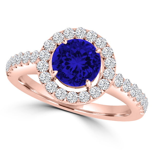 TMR121180 - Gianna - Round Tanzanite and Diamond Ring Halo