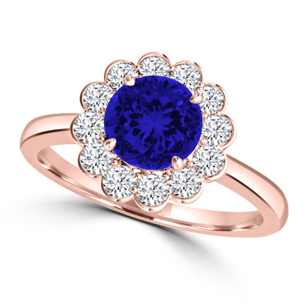 TMR121182 - Isla - Round Tanzanite and Diamond Ring Halo
