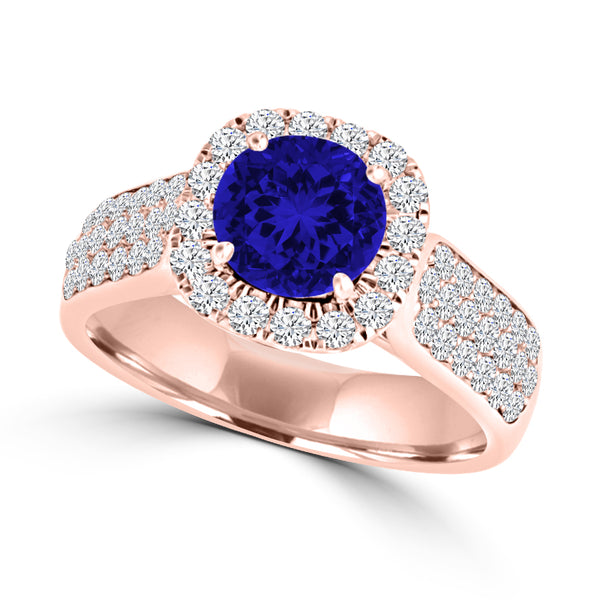 TMR121184 - Quinn - Round Tanzanite and Diamond Ring Halo