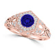 TMR121166 - Elena - Round Tanzanite and Diamond Ring Halo