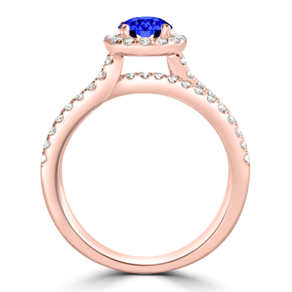 TMR121170 - Gabriella - Round Tanzanite and Diamond Ring Halo