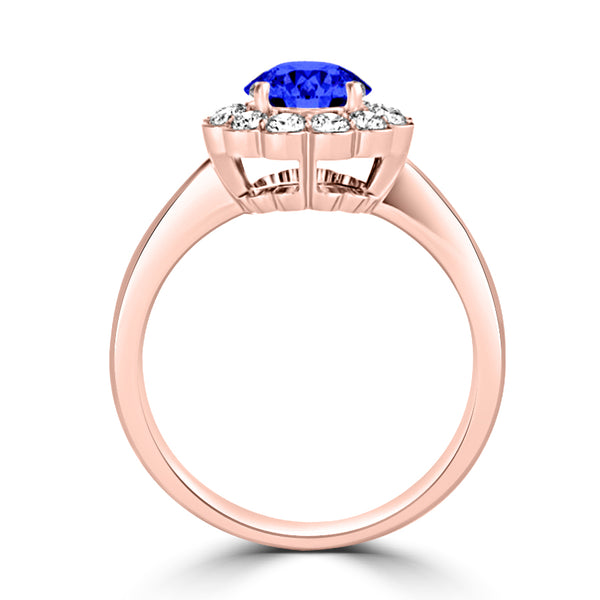 TMR121182 - Isla - Round Tanzanite and Diamond Ring Halo