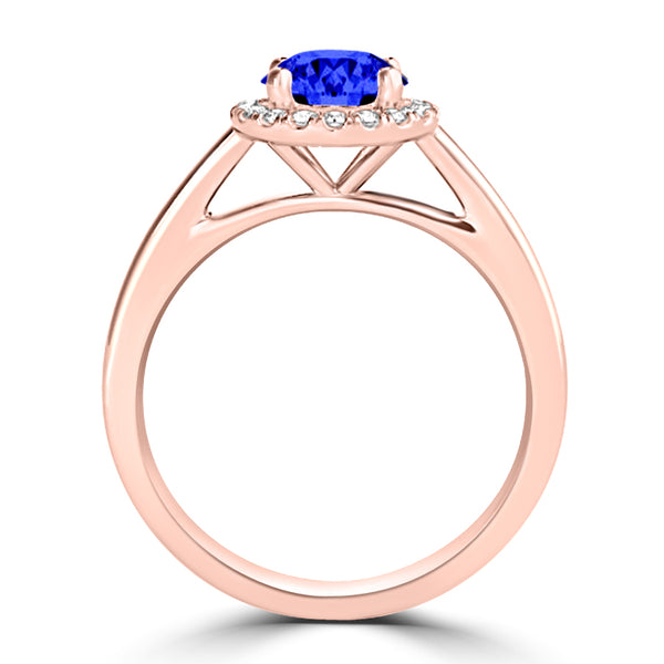 TMR121181 - Valentina - Round Tanzanite and Diamond Ring Halo