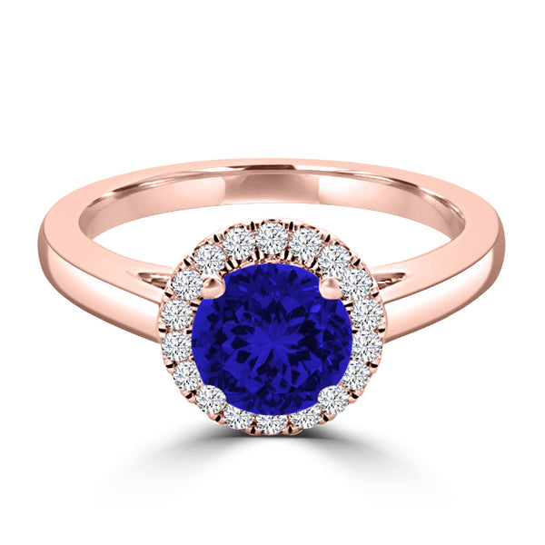 TMR121181 - Valentina - Round Tanzanite and Diamond Ring Halo