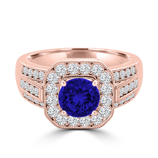 TMR121188 - Piper - Round Tanzanite and Diamond Ring Halo