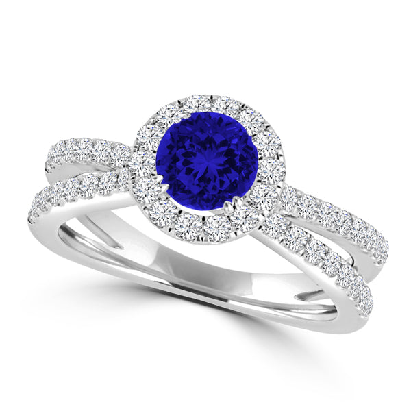 TMR121170 - Gabriella - Round Tanzanite and Diamond Ring Halo