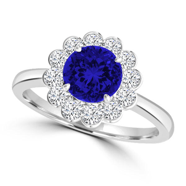 TMR121182 - Isla - Round Tanzanite and Diamond Ring Halo