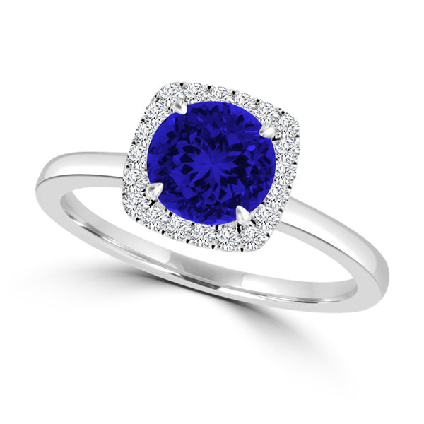 TMR121154 - Anna - Round Tanzanite and Diamond Ring Halo