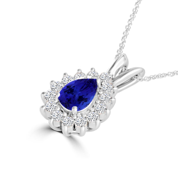 TMR121143 - Violet - Pear Tanzanite and Diamond Pendant