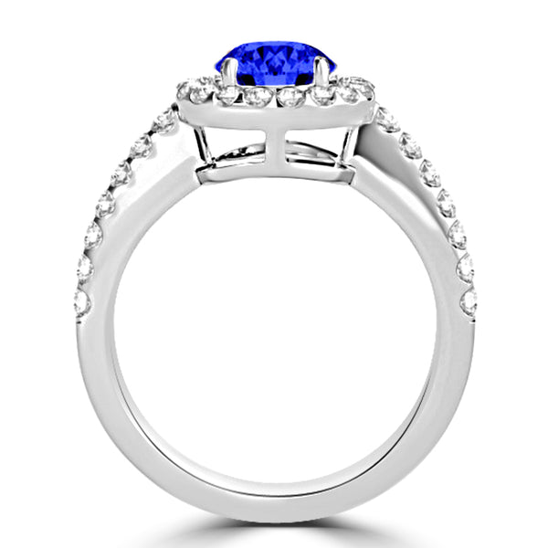 TMR121180 - Gianna - Round Tanzanite and Diamond Ring Halo