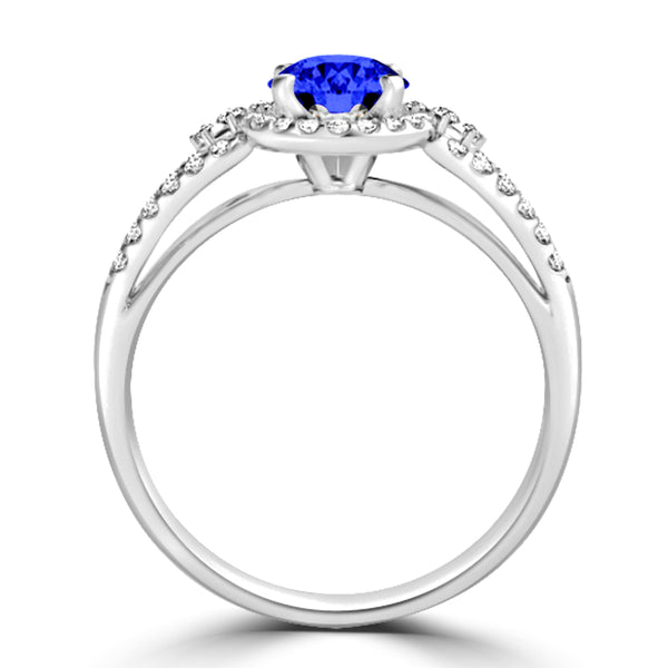 TMR121176 - Serenity - Round Tanzanite and Diamond Ring Halo