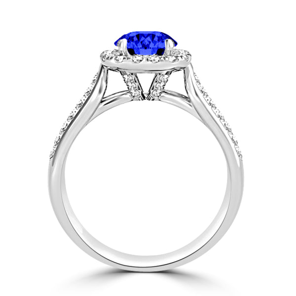 TMR121184 - Quinn - Round Tanzanite and Diamond Ring Halo