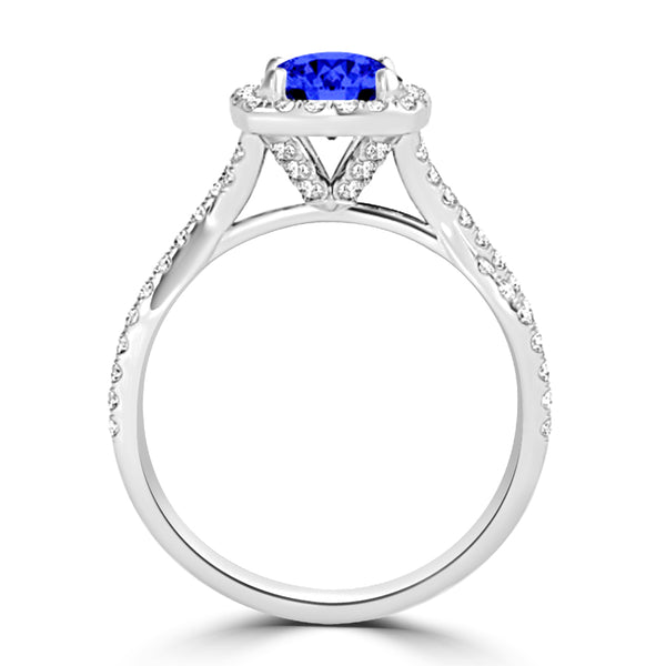 TMR121189 - Lydia - Round Tanzanite and Diamond Ring Halo