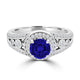 TMR121179 - Hailey - Round Tanzanite and Diamond Ring Halo