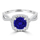 TMR121189 - Lydia - Round Tanzanite and Diamond Ring Halo