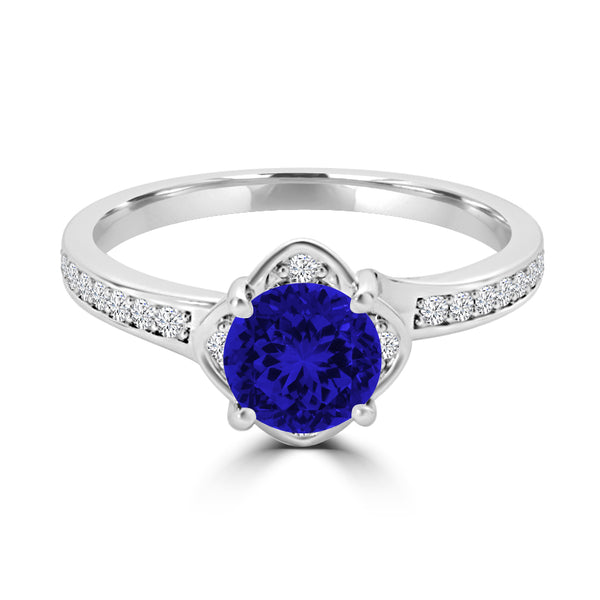 TMR121187 - Sadie - Round Tanzanite and Diamond Ring Halo