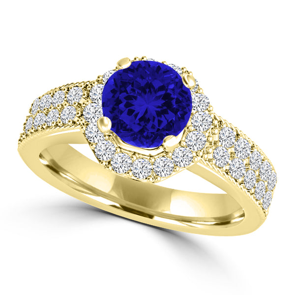 TMR121191 - Josephine - Round Tanzanite and Diamond Ring Halo