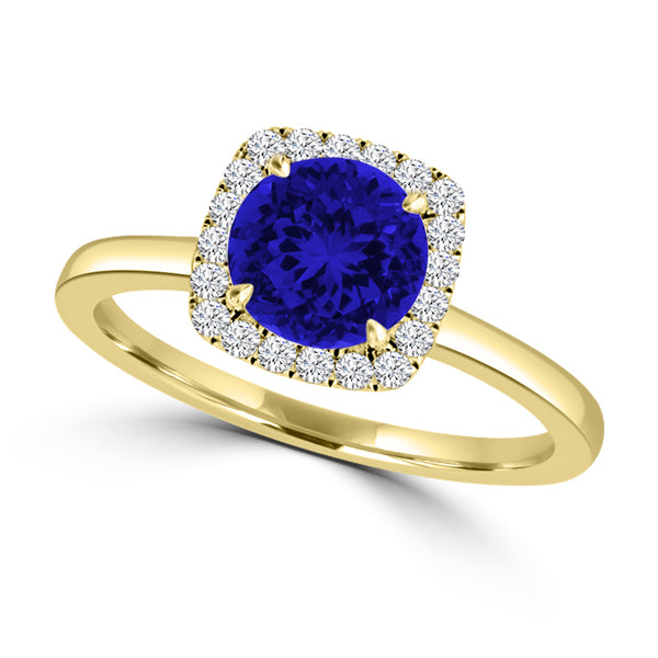 TMR121154 - Anna - Round Tanzanite and Diamond Ring Halo