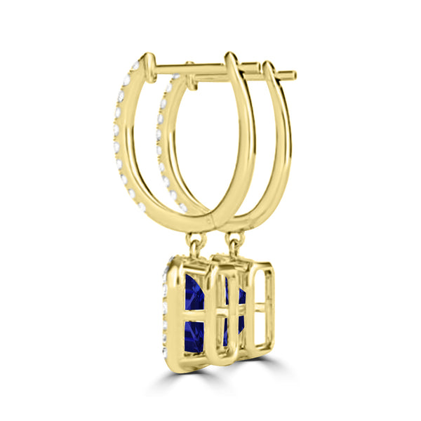 TMR121123 - Luna - Emerald Cut Tanzanite and Diamond Earring Halo