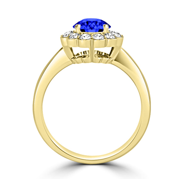 TMR121182 - Isla - Round Tanzanite and Diamond Ring Halo