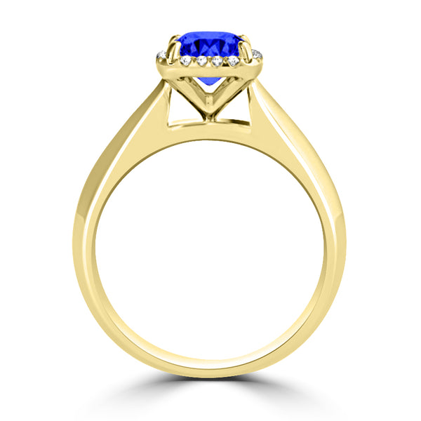 TMR121229 - Oaklyn - Cushion Tanzanite and Diamond Ring Halo