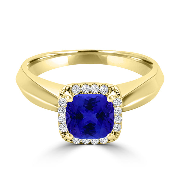 TMR121229 - Oaklyn - Cushion Tanzanite and Diamond Ring Halo