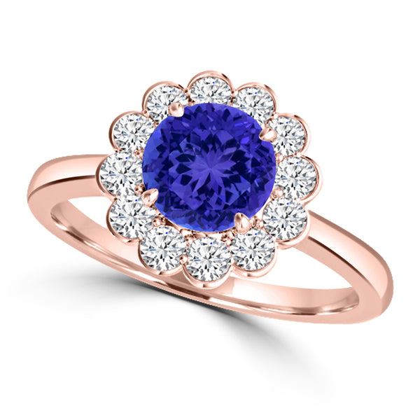 TMR121182 - Isla - Round Tanzanite and Diamond Ring Halo