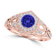 TMR121166 - Elena - Round Tanzanite and Diamond Ring Halo