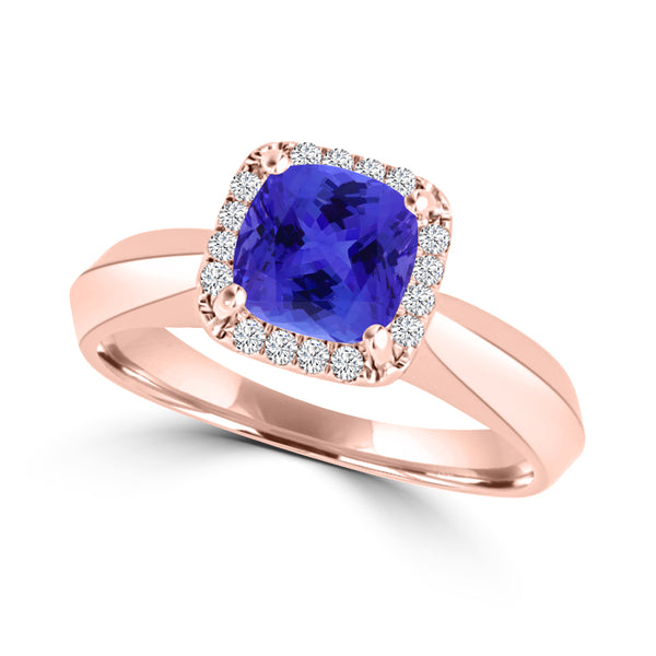 TMR121229 - Oaklyn - Cushion Tanzanite and Diamond Ring Halo