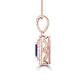 TMR121142 - Hazel - Emerald Cut Tanzanite and Diamond Pendant Double Halo