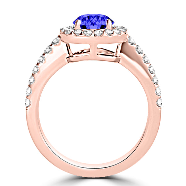 TMR121180 - Gianna - Round Tanzanite and Diamond Ring Halo