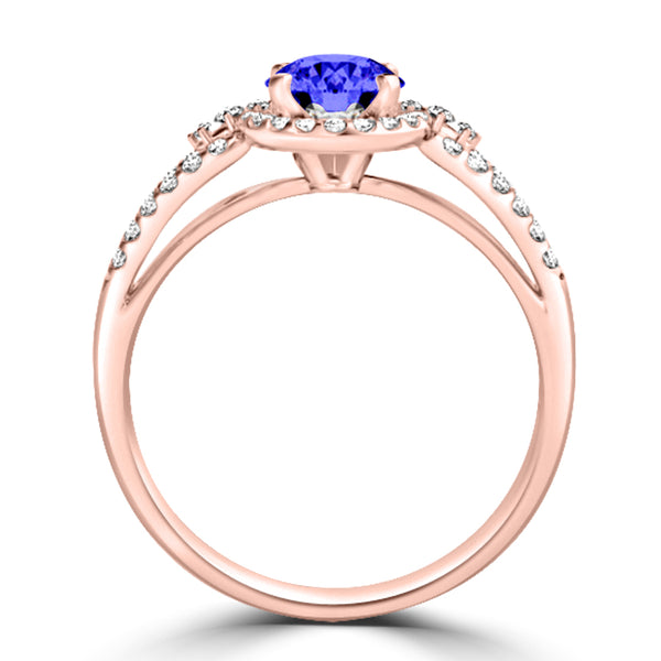 TMR121176 - Serenity - Round Tanzanite and Diamond Ring Halo