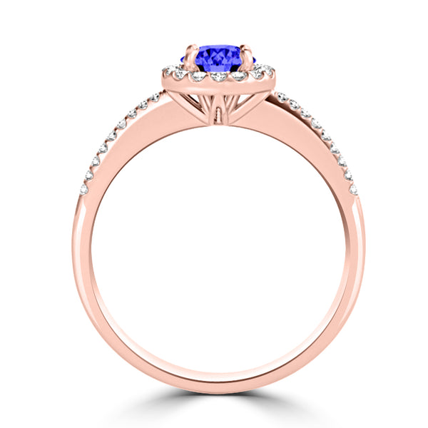 TMR121153 - Everly - Round Tanzanite and Diamond Ring Halo