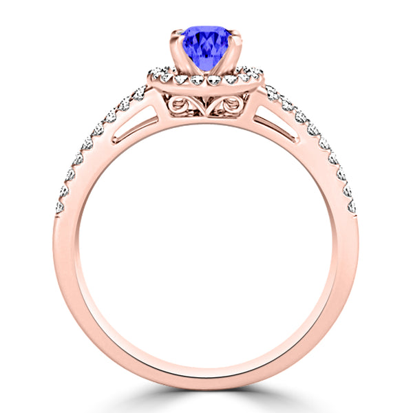 TMR121169 - Allison - Round Tanzanite and Diamond Ring Halo