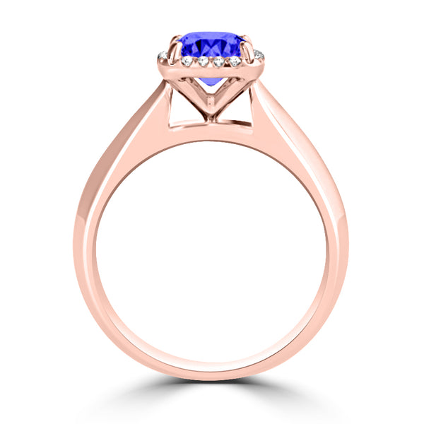 TMR121229 - Oaklyn - Cushion Tanzanite and Diamond Ring Halo